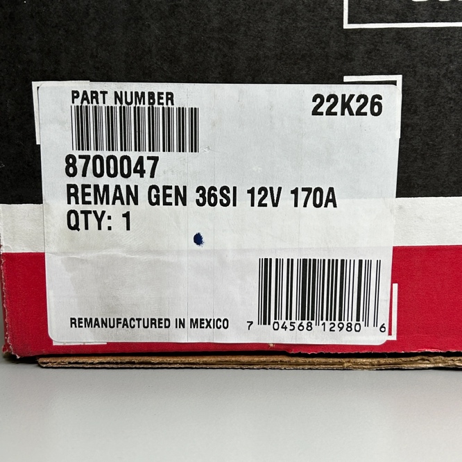 Box label on a genuine REMAN unit